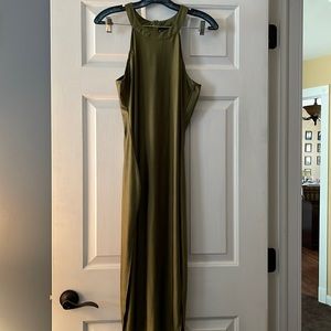 Bodycon Calf-Length Dress with Halter Neckline